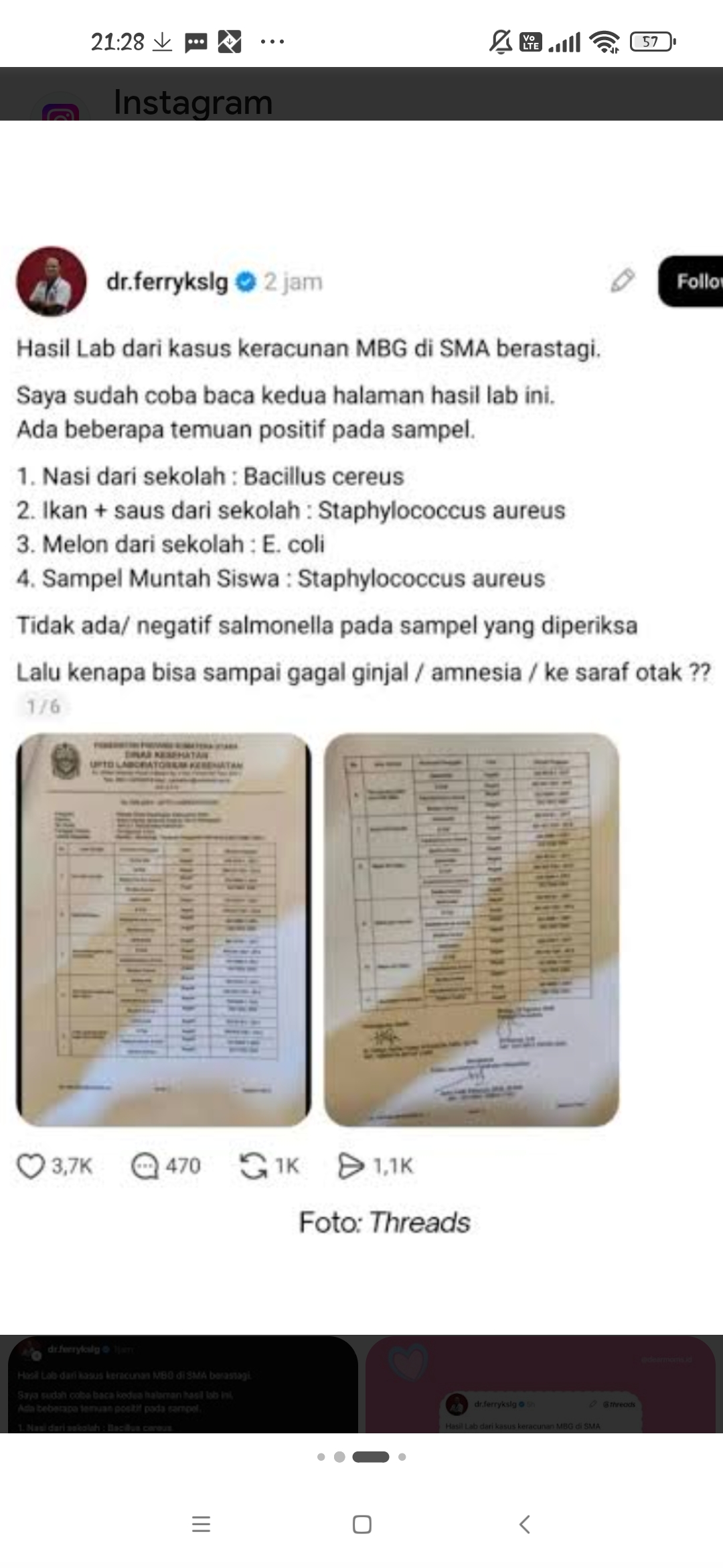 Siswa siswi yang keracunan MBG